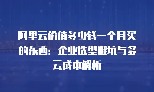 阿里云价值多少钱一个月买的东西：企业选型避坑与多云成本解析