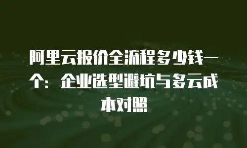 阿里云报价全流程多少钱一个：企业选型避坑与多云成本对照