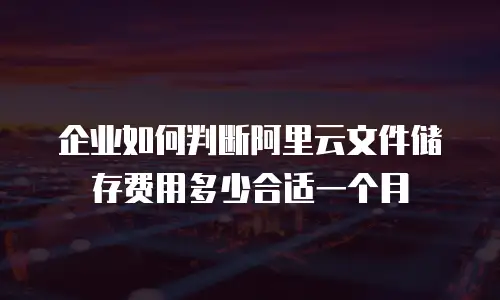 企业如何判断阿里云文件储存费用多少合适一个月