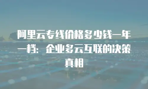 阿里云专线价格多少钱一年一档：企业多云互联的决策真相
