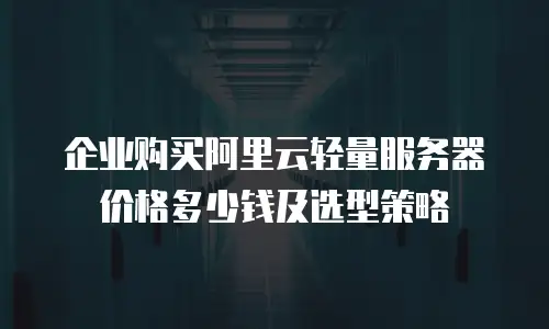 企业购买阿里云轻量服务器价格多少钱及选型策略