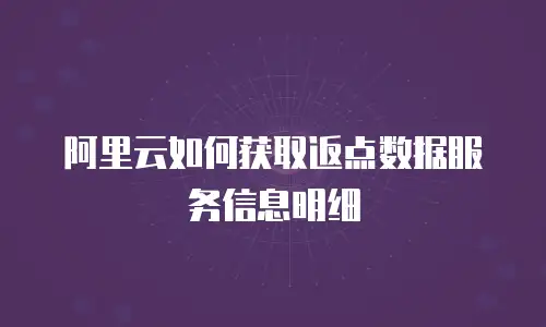 阿里云如何获取返点数据服务信息明细