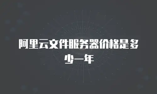 阿里云文件服务器价格是多少一年