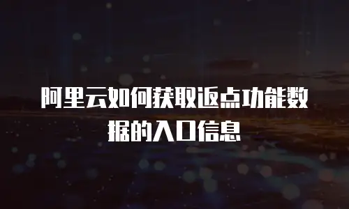阿里云如何获取返点功能数据的入口信息