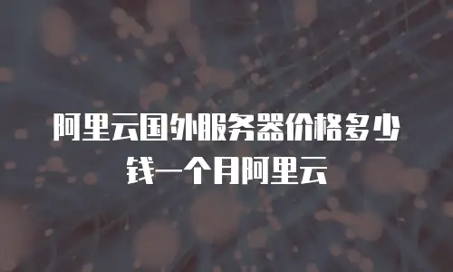阿里云国外服务器价格多少钱一个月阿里云