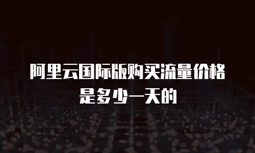 阿里云国际版购买流量价格是多少一天的