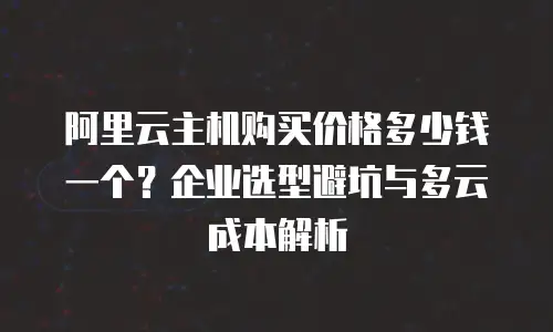 阿里云主机购买价格多少钱一个？企业选型避坑与多云成本解析