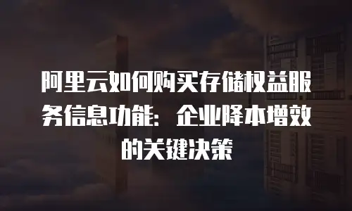 阿里云如何购买存储权益服务信息功能：企业降本增效的关键决策