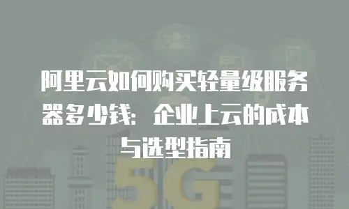 阿里云如何购买轻量级服务器多少钱：企业上云的成本与选型指南