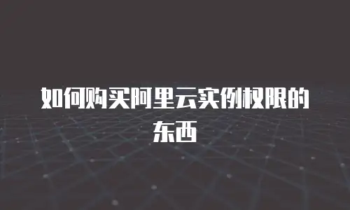 如何购买阿里云实例权限的东西