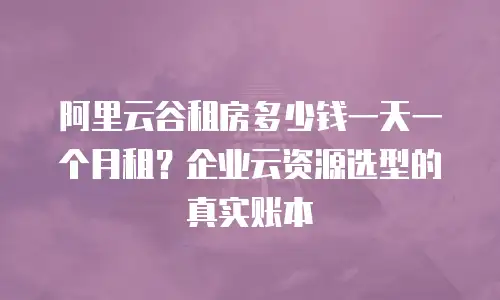 阿里云谷租房多少钱一天一个月租？企业云资源选型的真实账本