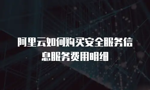 阿里云如何购买安全服务信息服务费用明细