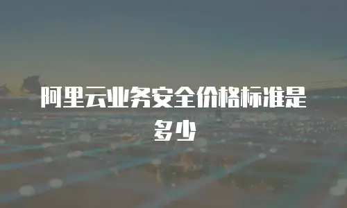 阿里云业务安全价格标准是多少