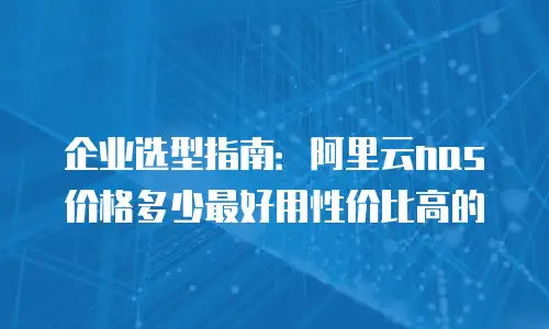 企业选型指南：阿里云nas价格多少最好用性价比高的