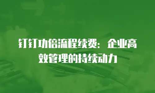 钉钉功倍流程续费：企业高效管理的持续动力