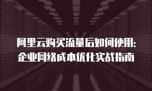 阿里云购买流量后如何使用：企业网络成本优化实战指南