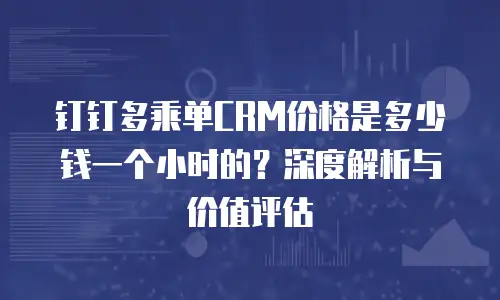 钉钉多乘单CRM价格是多少钱一个小时的？深度解析与价值评估