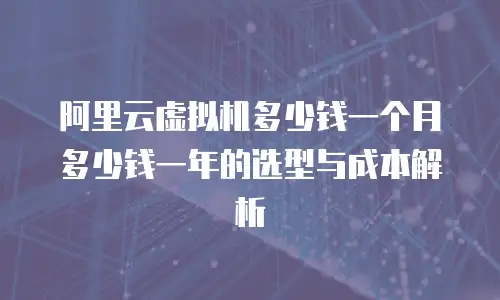 阿里云虚拟机多少钱一个月多少钱一年的选型与成本解析