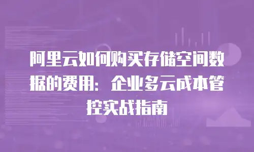 阿里云如何购买存储空间数据的费用：企业多云成本管控实战指南