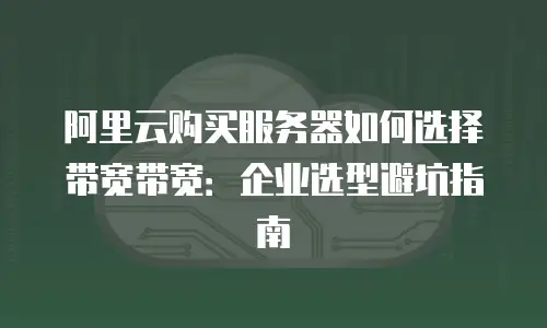 阿里云购买服务器如何选择带宽带宽：企业选型避坑指南