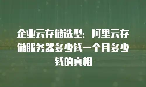 企业云存储选型：阿里云存储服务器多少钱一个月多少钱的真相