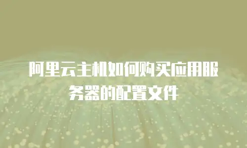 阿里云主机如何购买应用服务器的配置文件