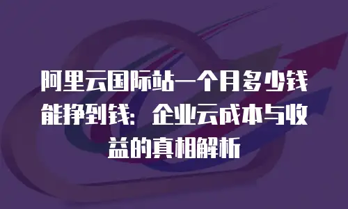阿里云国际站一个月多少钱能挣到钱：企业云成本与收益的真相解析