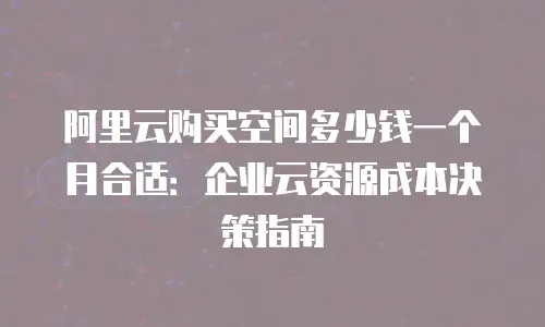 阿里云购买空间多少钱一个月合适：企业云资源成本决策指南