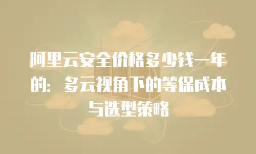 阿里云安全价格多少钱一年的：多云视角下的等保成本与选型策略
