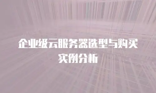 企业级云服务器选型与购买实例分析