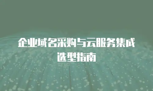 企业域名采购与云服务集成选型指南
