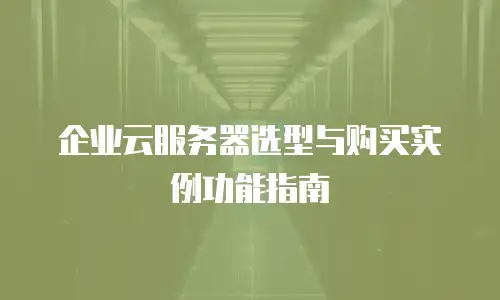 企业云服务器选型与购买实例功能指南