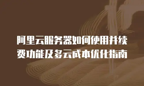 阿里云服务器如何使用并续费功能及多云成本优化指南