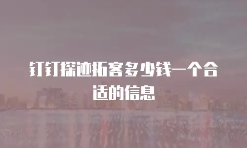 钉钉探迹拓客多少钱一个合适的信息
