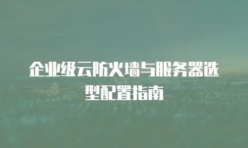企业级云防火墙与服务器选型配置指南