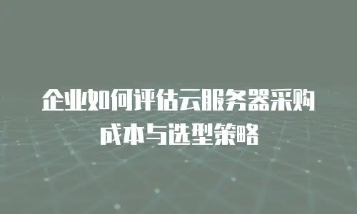企业如何评估云服务器采购成本与选型策略