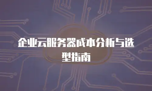 企业云服务器成本分析与选型指南