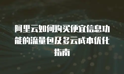 阿里云如何购买便宜信息功能的流量包及多云成本优化指南