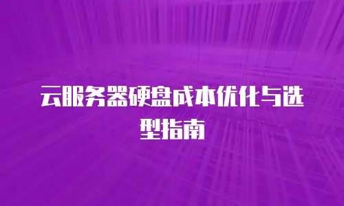 云服务器硬盘成本优化与选型指南