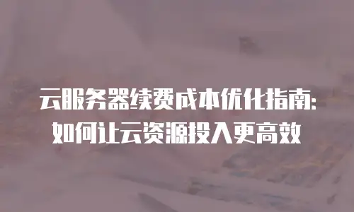 云服务器续费成本优化指南：如何让云资源投入更高效
