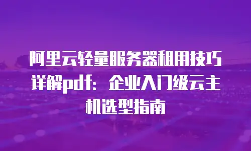 阿里云轻量服务器租用技巧详解pdf：企业入门级云主机选型指南