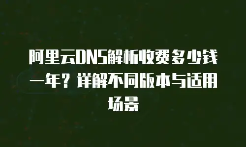 阿里云DNS解析收费多少钱一年？详解不同版本与适用场景