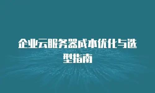 企业云服务器成本优化与选型指南
