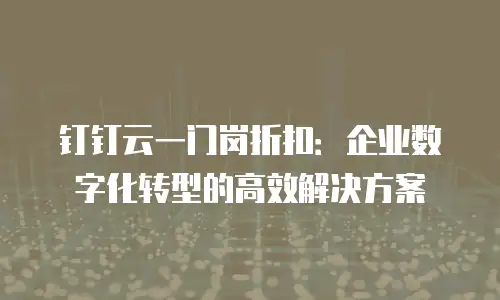 钉钉云一门岗折扣：企业数字化转型的高效解决方案