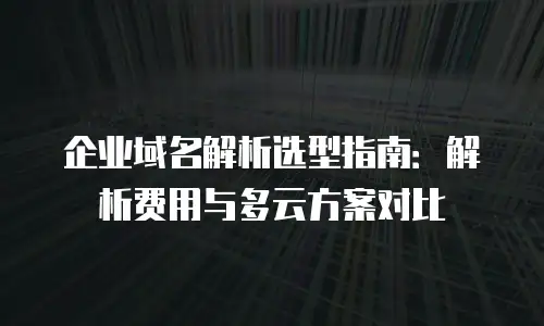 企业域名解析选型指南：解析费用与多云方案对比