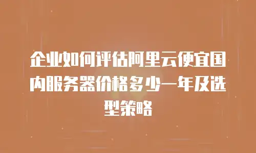 企业如何评估阿里云便宜国内服务器价格多少一年及选型策略