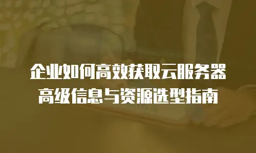 企业如何高效获取云服务器高级信息与资源选型指南