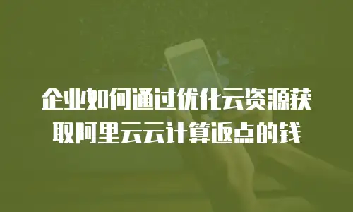 企业如何通过优化云资源获取阿里云云计算返点的钱