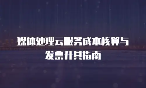 媒体处理云服务成本核算与发票开具指南