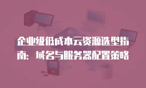 企业级低成本云资源选型指南：域名与服务器配置策略